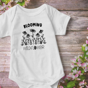 Blooming Wildflower Black White Matching Mummy Me Baby Bodysuit
