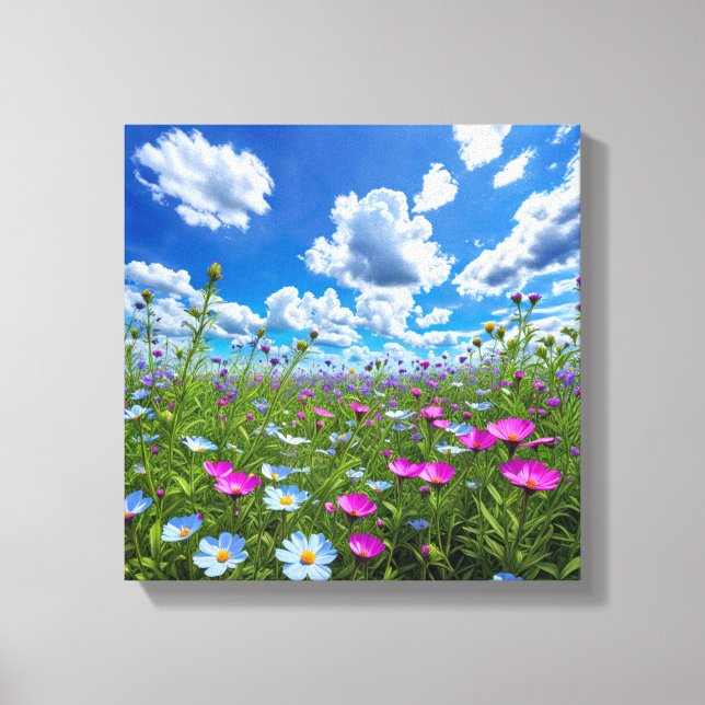 Blooming Wildflowers Under a Gentle Breeze Canvas Print (Front)