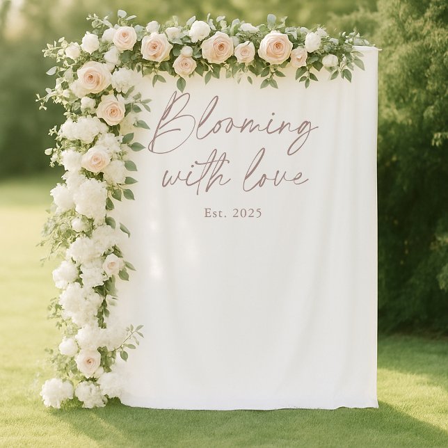Blooming With Love Wedding Photo Backdrop Tapestry (Creator Uploaded)