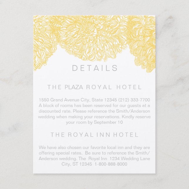 Blooming Yellow Chrysanthemum Wedding Enclosure Card (Front)