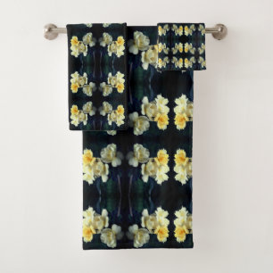 Blooming Yellow Roses Abstract Bath Towel Set