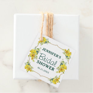 Blooming Yellow Spring Floral Bridal Shower Favour Tags