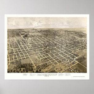 Bloomington, IL Panoramic Map - 1867 Poster