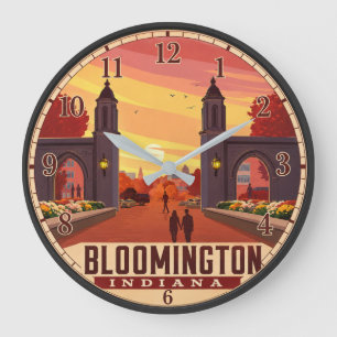 Bloomington Indiana College Town Travel Poster  Large Clock