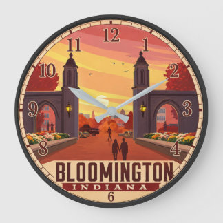 Bloomington Indiana College Town Travel Poster Large Clock