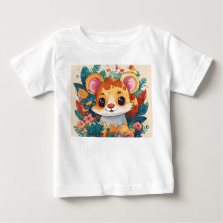 Blooms and Barks: Floral Chic for Paws and Play Baby T-Shirt