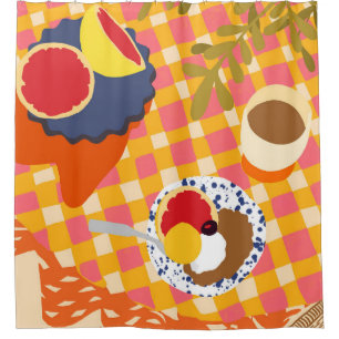 Blooms and Brunch Shower Curtain