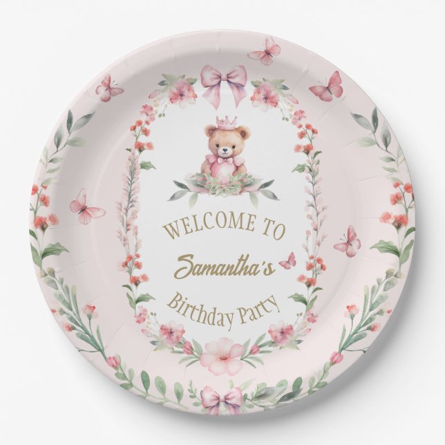 Blooms & Bears Birthday Plate (Front)
