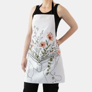 Blooms Book Botanical Line Art Apron