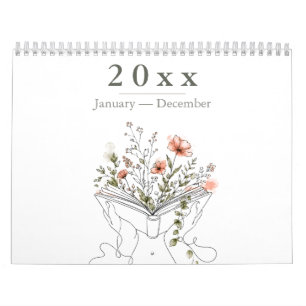 Blooms Book Botanical Line Art Calendar