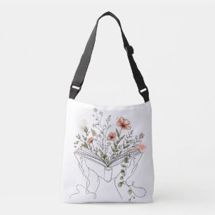 Blooms Book Botanical Line Art Crossbody Bag