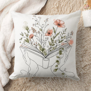 Blooms Book Botanical Line Art Cushion