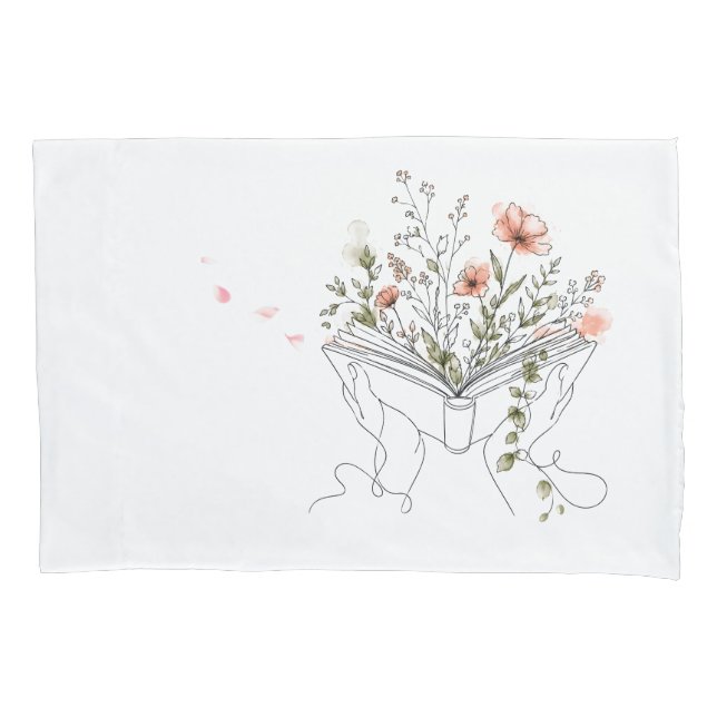 Blooms Book Botanical Line Art Pillowcase (Front)