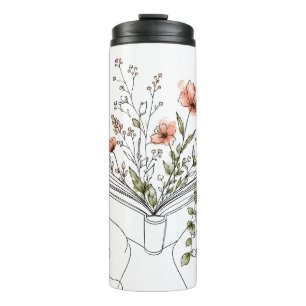Blooms Book Botanical Line Art Thermal Tumbler