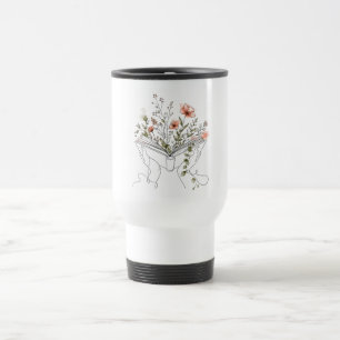 Blooms Book Botanical Line Art Travel Mug