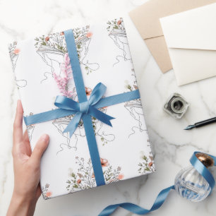Blooms Book Botanical Line Art Wrapping Paper
