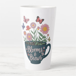 Blooms & Brews Design - Whimsical Floral Graphic Latte Mug