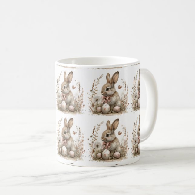 Blooms & Bunnies: Whimsical Easter Coffee Mug (Front Right)