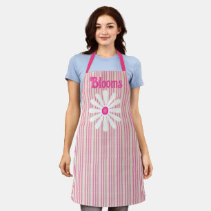 Blooms florist ticking stripe All-Over Print Apron