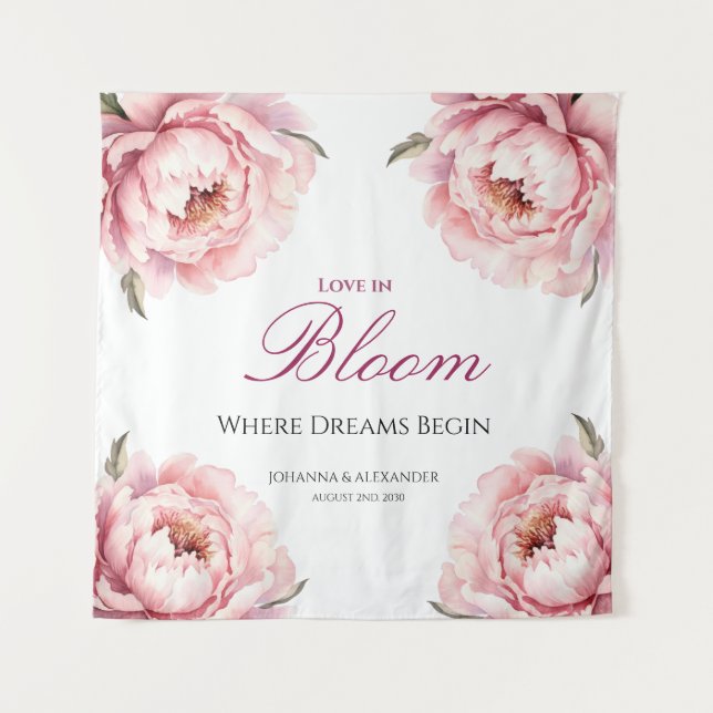 Blooms Love Enchanting Floral Elegance Backdrops Tapestry (Front)