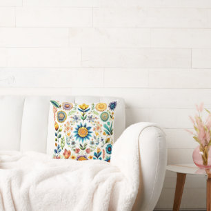 Blooms of Beauty Colourful Watercolor Flowers  Cushion