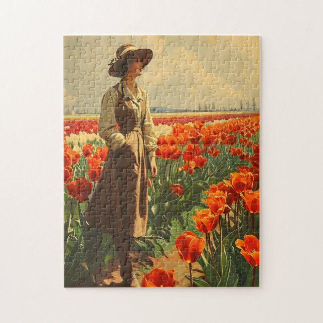 Blooms of Grace: Vintage Tulip Beauty Jigsaw Puzzle (Vertical)