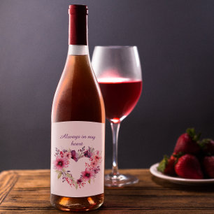 Blooms of Love   Floral Heart   Valentine's Day Wine Label