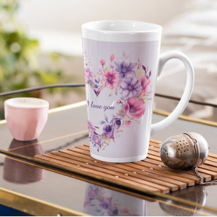 Blooms of Love   Floral Wreath   Valentine's Day Latte Mug