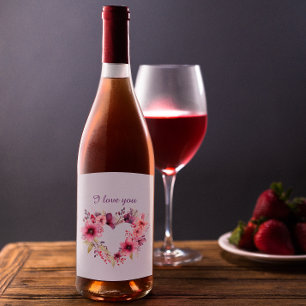 Blooms of Love   Floral Wreath   Valentine's Day Wine Label
