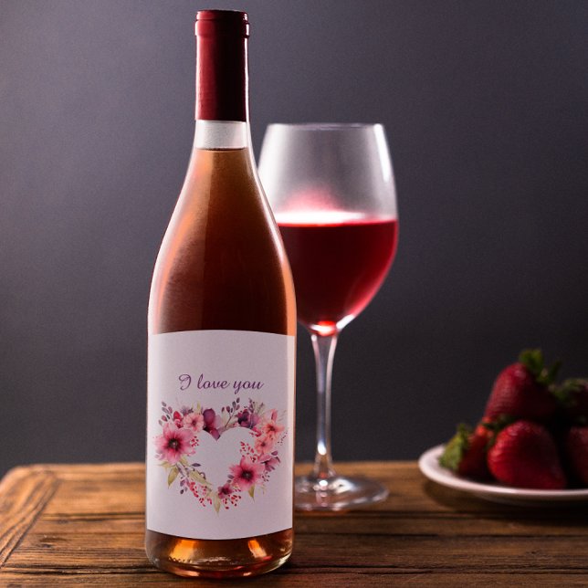 Blooms of Love | Floral Wreath | Valentine's Day Wine Label (Creator Uploaded)
