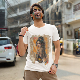 Blooms of Strength: A Vintage Street Art Elegance T-Shirt