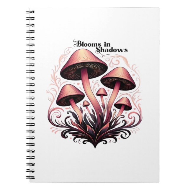Blooms Shadows - Whimsigoth Mushroom Art Pastel Go Notebook (Front)