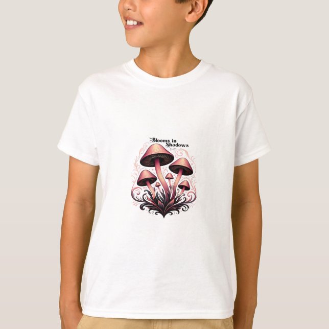 Blooms Shadows - Whimsigoth Mushroom Art Pastel Go T-Shirt (Front)