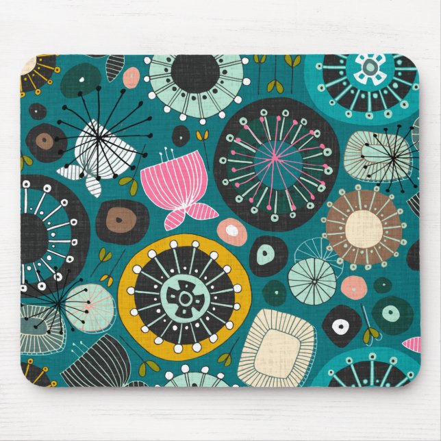 BLOOMS teal Mouse Mat (Front)