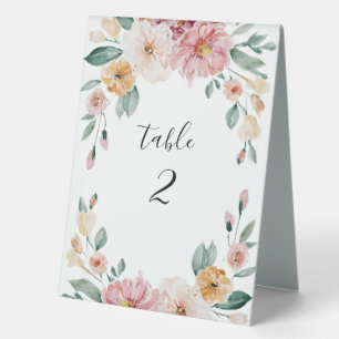 Blooms Wedding Table Number Acrylic Tent Sign