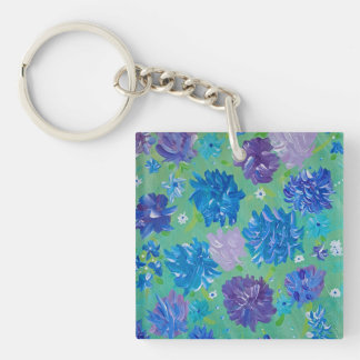 Bloomstruck Floral Acrylic Square Key Chain