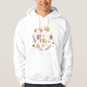 Bloomy flowers and leaves watercolor hoodie