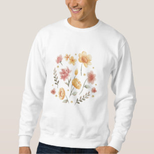 Bloomy flowers and leaves watercolor sweatshirt