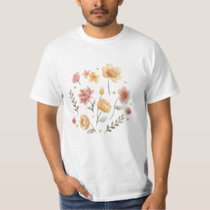 Bloomy flowers and leaves watercolor T-Shirt