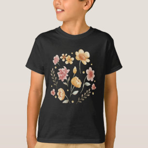 Bloomy flowers and leaves watercolor T-Shirt
