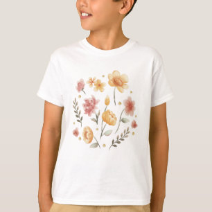 Bloomy flowers and leaves watercolor T-Shirt