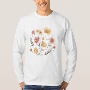 Bloomy flowers and leaves watercolor T-Shirt