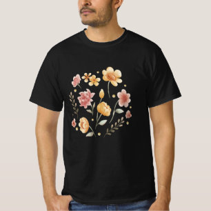 Bloomy flowers and leaves watercolor T-Shirt