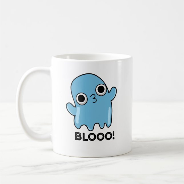 Blooo Funny Blue Ghost Pun  Coffee Mug (Left)