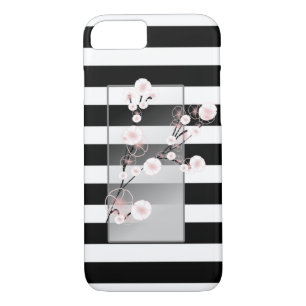 Bloosom Flowers Black White Stripes iPhone 8/7 Case