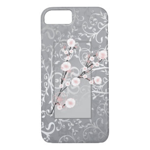 Bloosom Flowers Silver Damask iPhone 8/7 Case