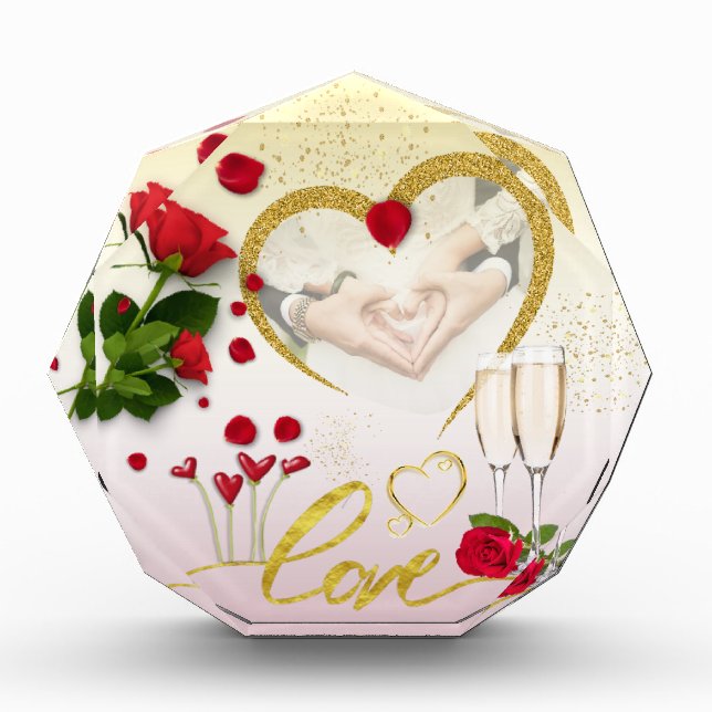 Bloque para fotos personalizado corazón con amor photo block (Front)