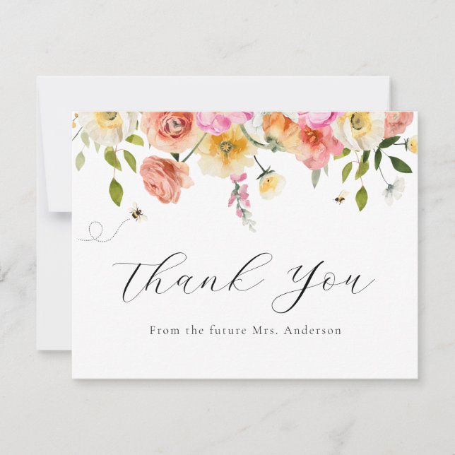 Blossom and Honey Thank You  Note Card (Front)