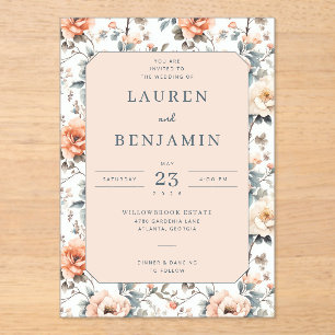 Blossom and Vow Wedding Acrylic Invitations