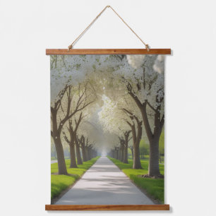 "Blossom Archway – White Flower Tree Tunnel Wall Hanging Tapestry